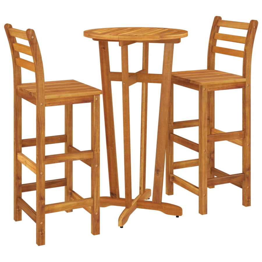 -Delige Tuinbarset Massief Acaciahout 3 Barstoelen met rugleuning