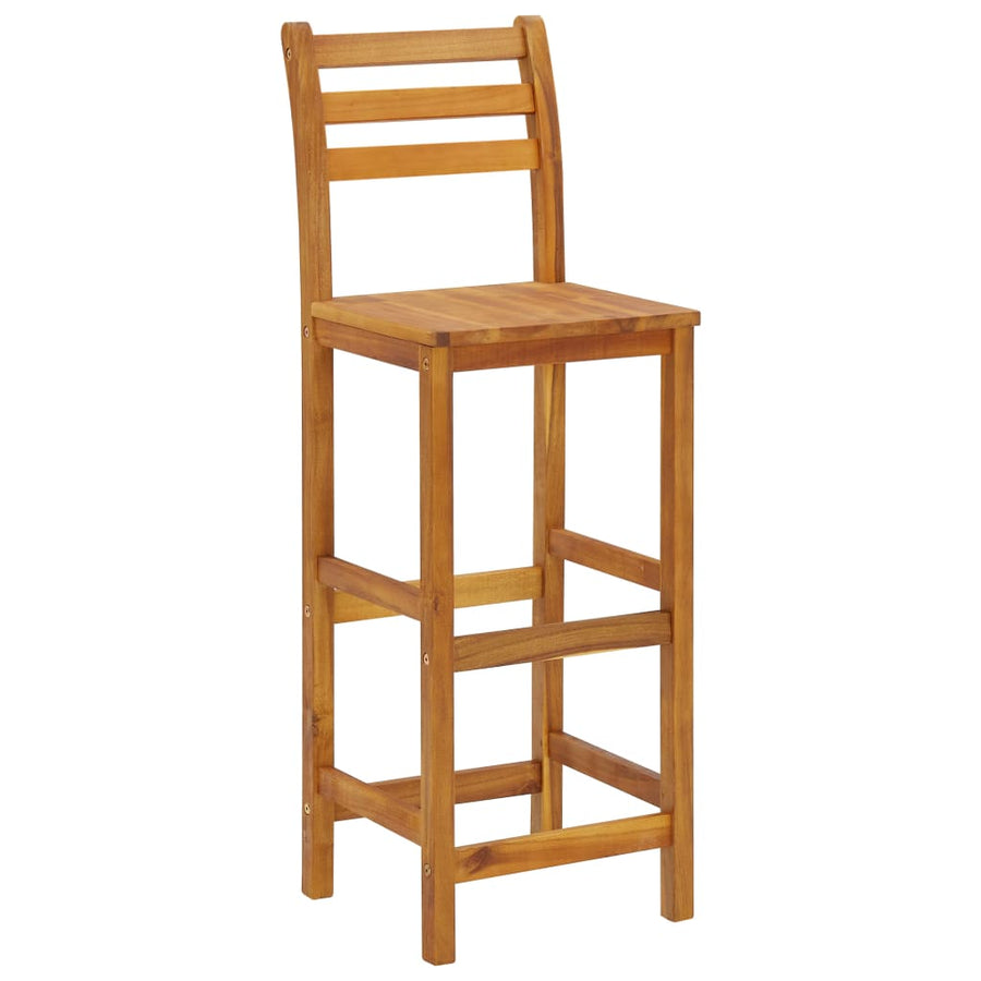 -Delige Tuinbarset Massief Acaciahout 3 Barstoelen met rugleuning