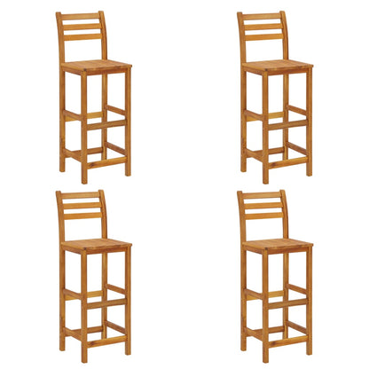 5-Delige Eethoek Massief Acaciahout Barstoelen met rugleuning