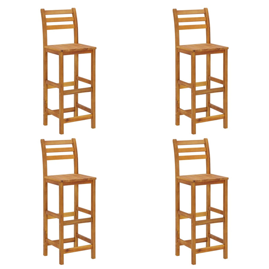 5-Delige Eethoek Massief Acaciahout Barstoelen met rugleuning