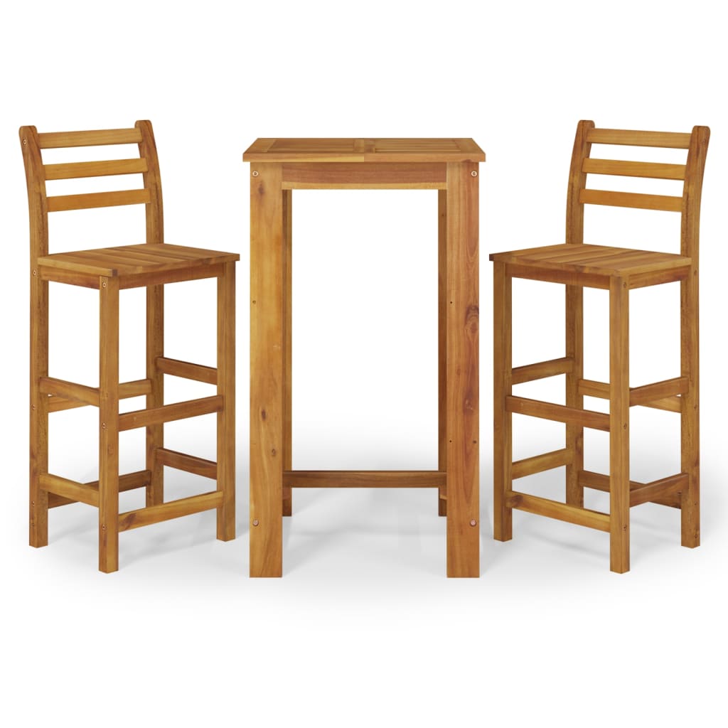 -Delige Tuinbarset Massief Acaciahout 3 60 cm tafellengte Barstoelen met rugleuning