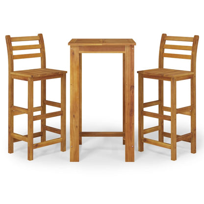 -Delige Tuinbarset Massief Acaciahout 3 60 cm tafellengte Barstoelen met rugleuning