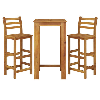 -Delige Tuinbarset Massief Acaciahout 3 60 cm tafellengte Barstoelen met rugleuning