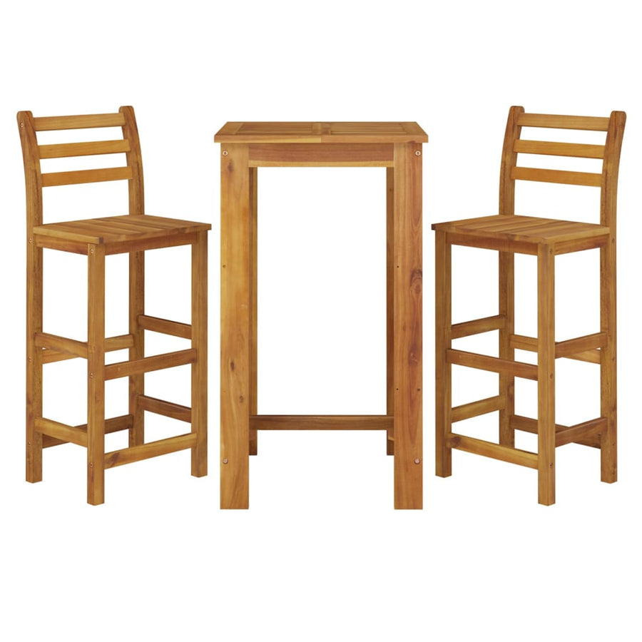 -Delige Tuinbarset Massief Acaciahout 3 60 cm tafellengte Barstoelen met rugleuning