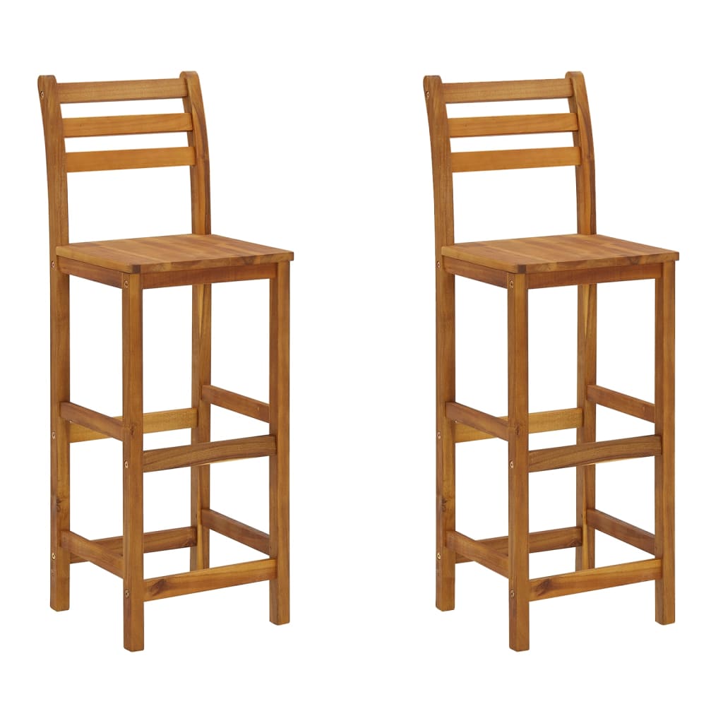 -Delige Tuinbarset Massief Acaciahout 3 60 cm tafellengte Barstoelen met rugleuning