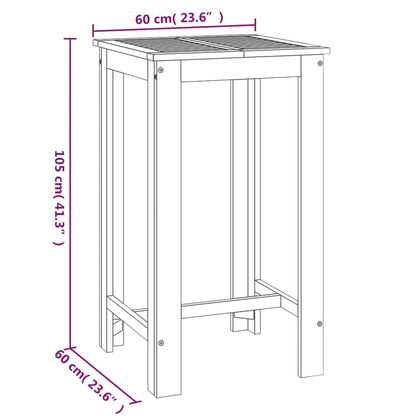 5-Delige Tuinbarset Massief Acaciahout 60 cm tafellengte Barstoelen met rugleuning