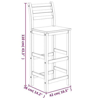 5-Delige Tuinbarset Massief Acaciahout 60 cm tafellengte Barstoelen met rugleuning