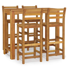 5-Delige Tuinbarset Massief Acaciahout 120 cm tafellengte Barstoelen met rugleuning