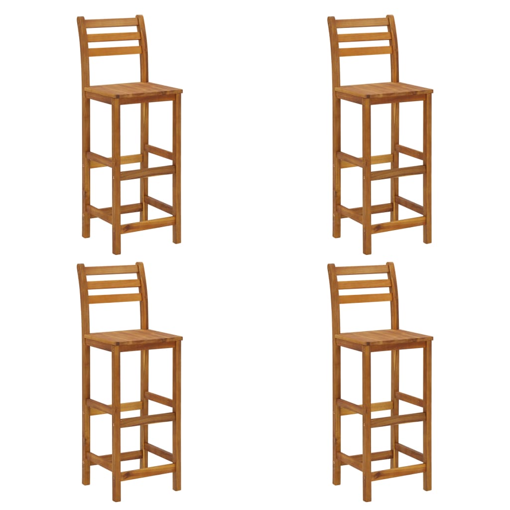 5-Delige Tuinbarset Massief Acaciahout 120 cm tafellengte Barstoelen met rugleuning