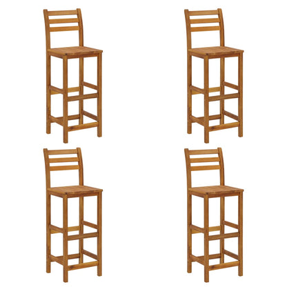 5-Delige Tuinbarset Massief Acaciahout 120 cm tafellengte Barstoelen met rugleuning