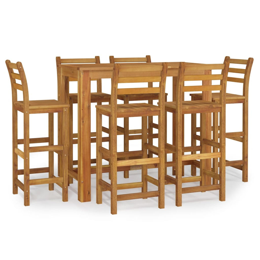 7-Delige Tuinbarset Massief Acaciahout 120 cm tafellengte Barstoelen met rugleuning