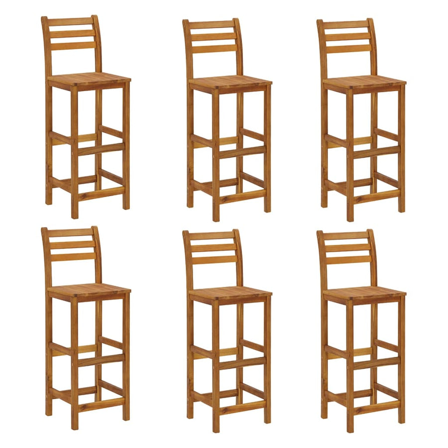 7-Delige Tuinbarset Massief Acaciahout 120 cm tafellengte Barstoelen met rugleuning