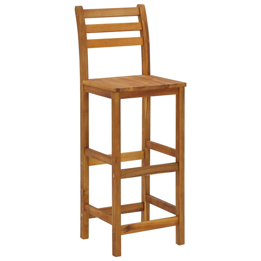 7-Delige Tuinbarset Massief Acaciahout 120 cm tafellengte Barstoelen met rugleuning