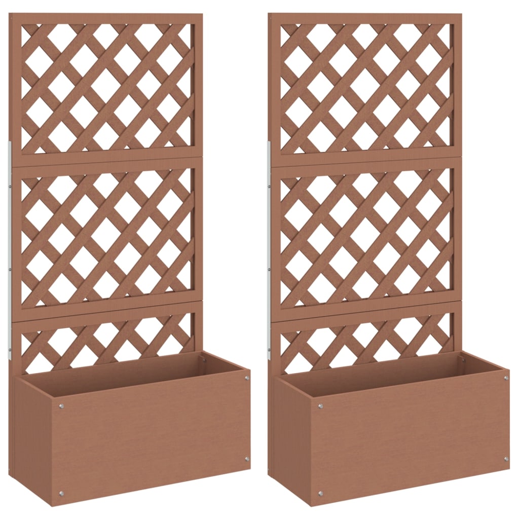 Plantenbakken met latwerk 2 st 65x33x135 cm HKC bruin
