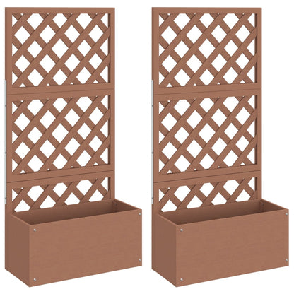 Plantenbakken met latwerk 2 st 65x33x135 cm HKC bruin