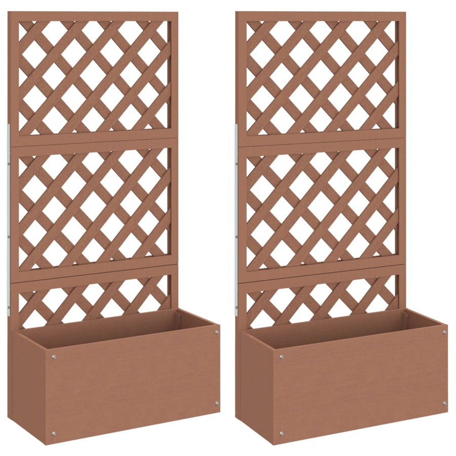 Plantenbakken met latwerk 2 st 65x33x135 cm HKC bruin
