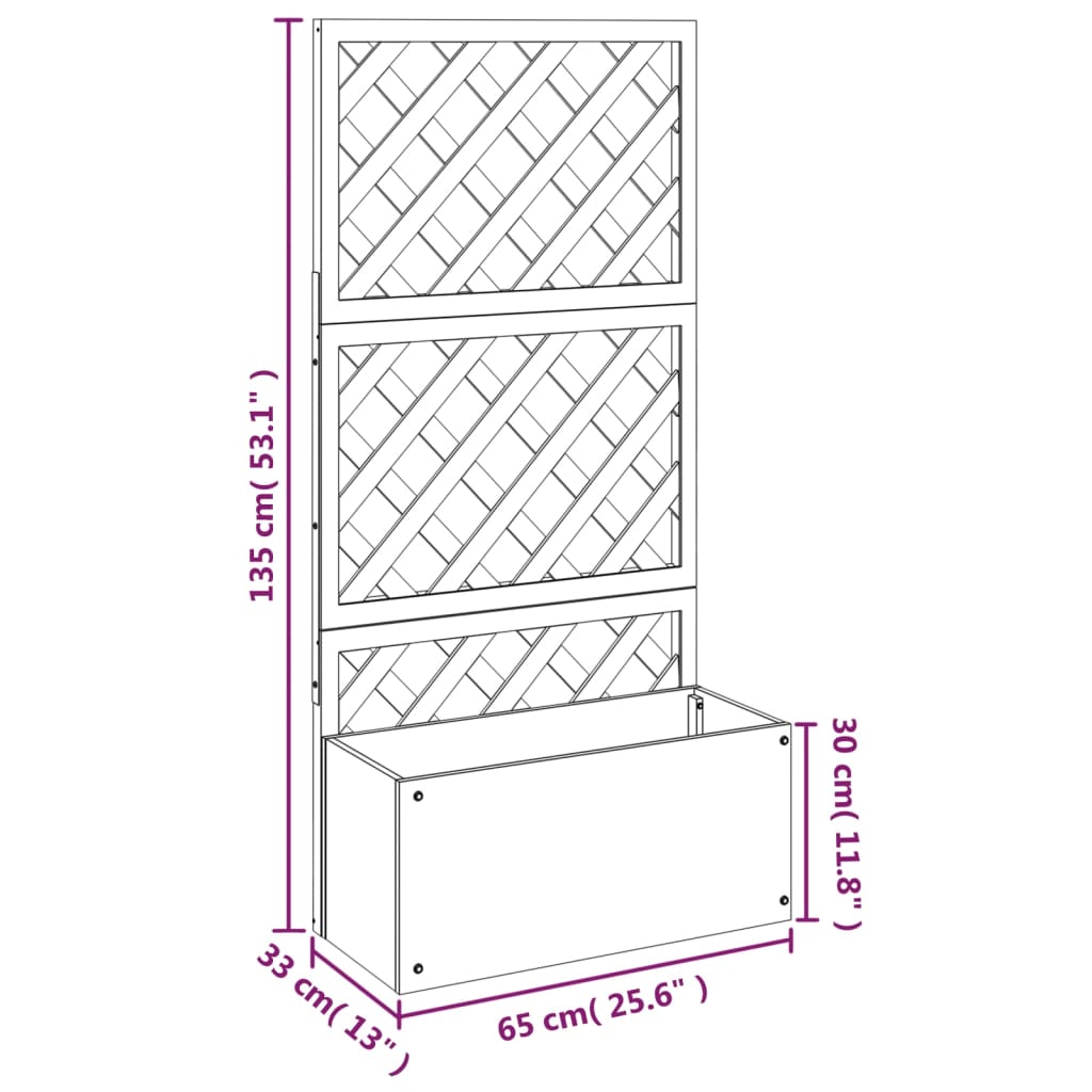 Plantenbakken met latwerk 2 st 65x33x135 cm HKC bruin