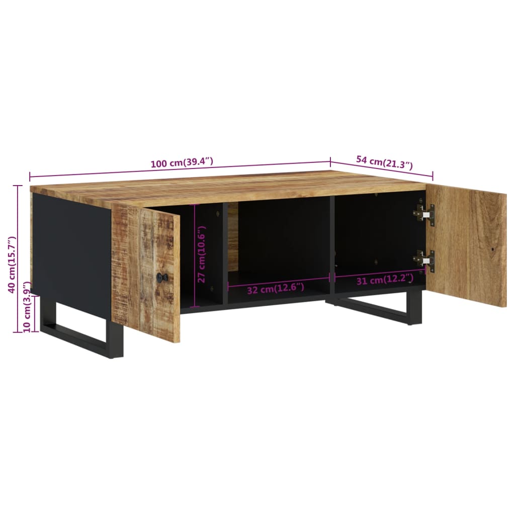 Salontafel 100X54X40 Cm Massief Mangohout En Bewerkt Hout