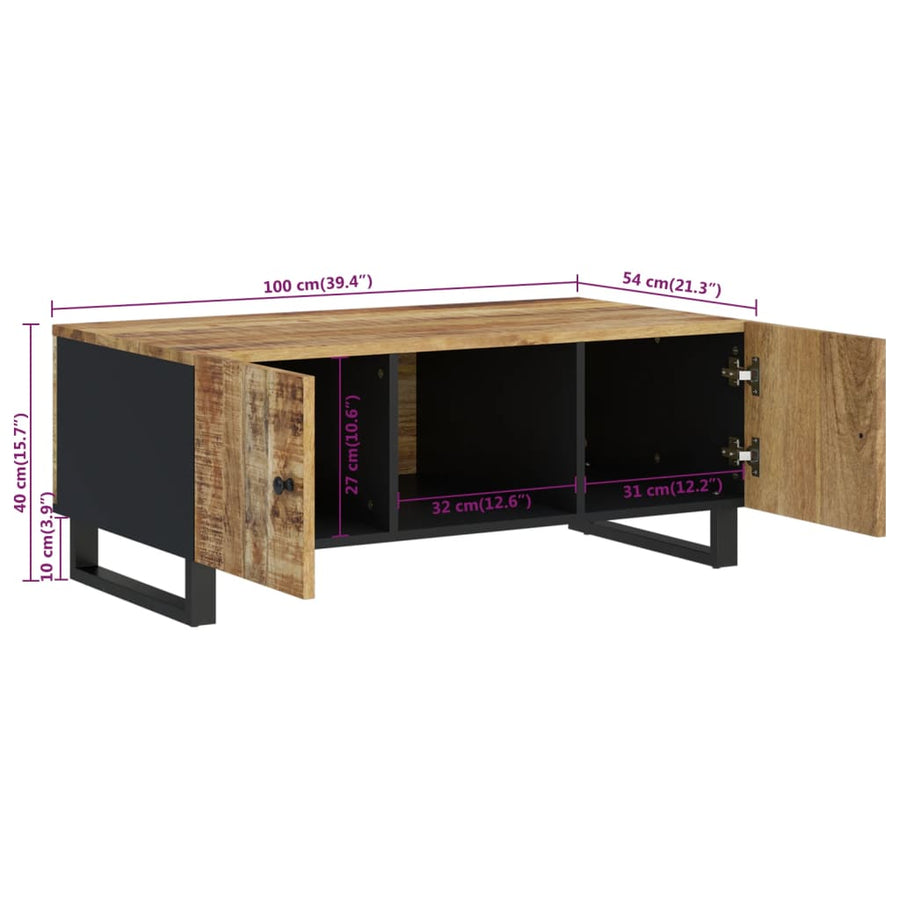 Salontafel 100X54X40 Cm Massief Mangohout En Bewerkt Hout