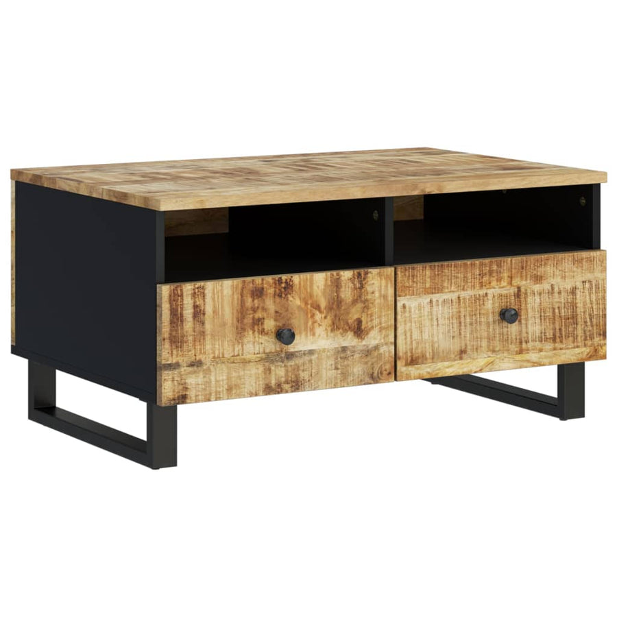 Salontafel 80X54X40 Cm Massief Mangohout En Bewerkt Hout Lichtbruin