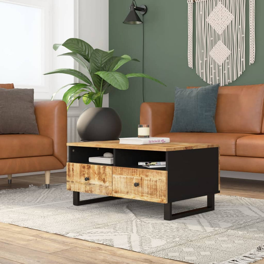Salontafel 80X54X40 Cm Massief Mangohout En Bewerkt Hout Lichtbruin