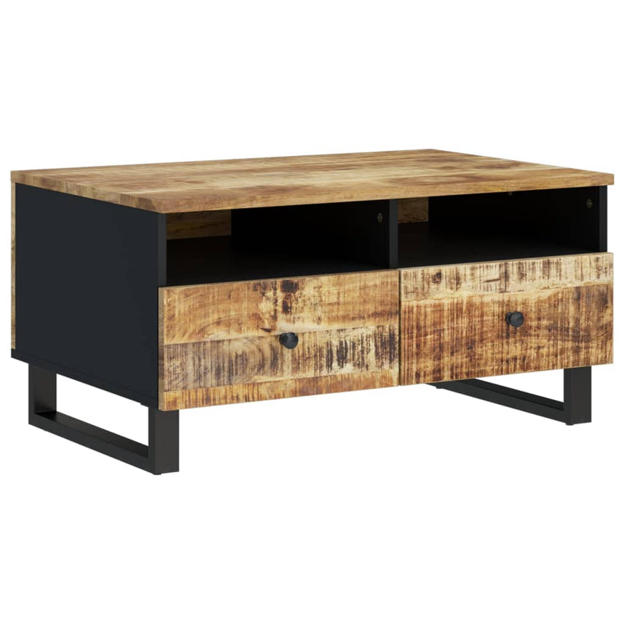 Salontafel 80X54X40 Cm Massief Mangohout En Bewerkt Hout Lichtbruin