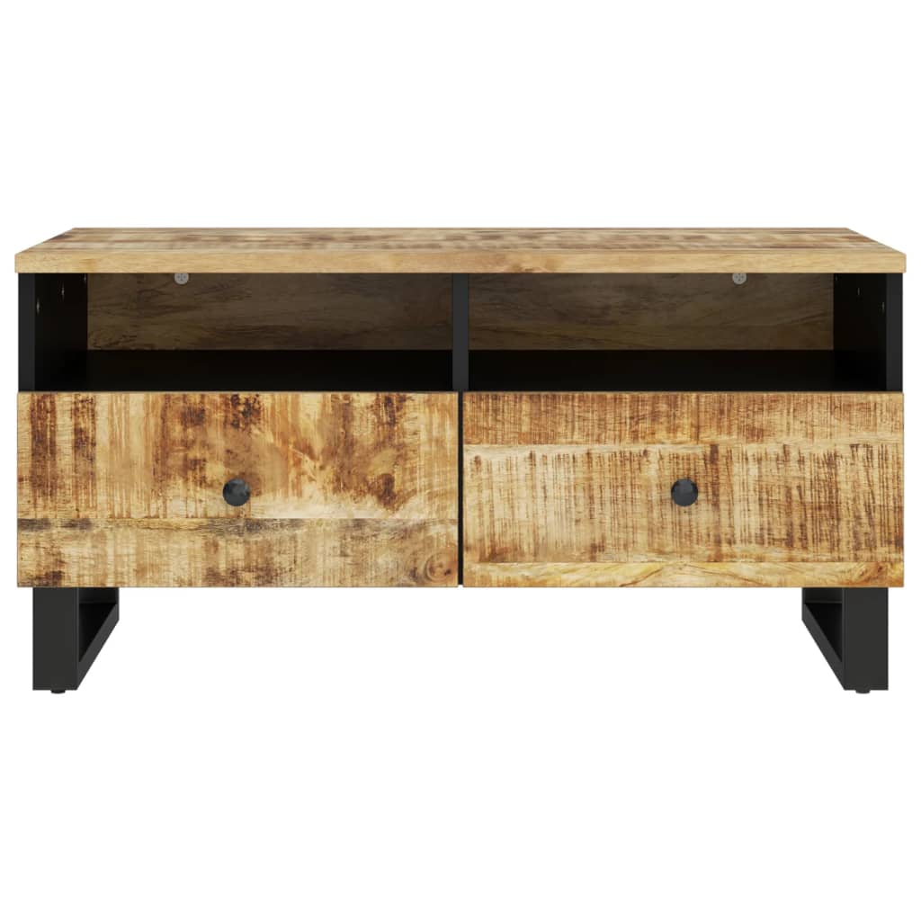 Salontafel 80X54X40 Cm Massief Mangohout En Bewerkt Hout Lichtbruin