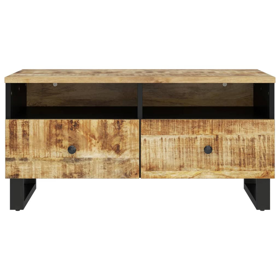 Salontafel 80X54X40 Cm Massief Mangohout En Bewerkt Hout Lichtbruin