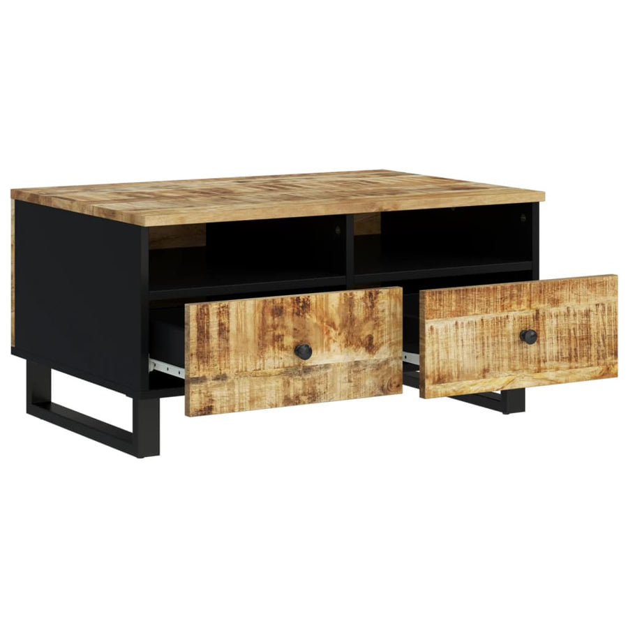Salontafel 80X54X40 Cm Massief Mangohout En Bewerkt Hout Lichtbruin