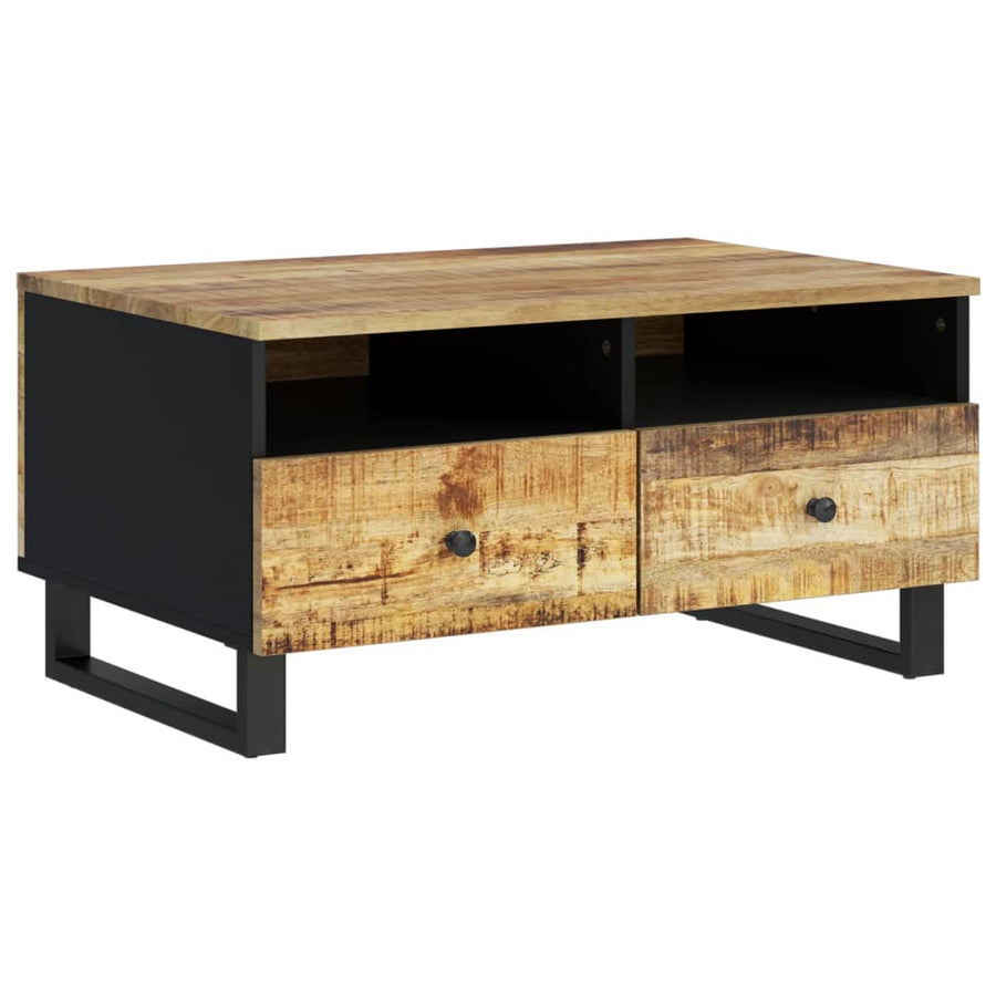 Salontafel 80X54X40 Cm Massief Mangohout En Bewerkt Hout Lichtbruin