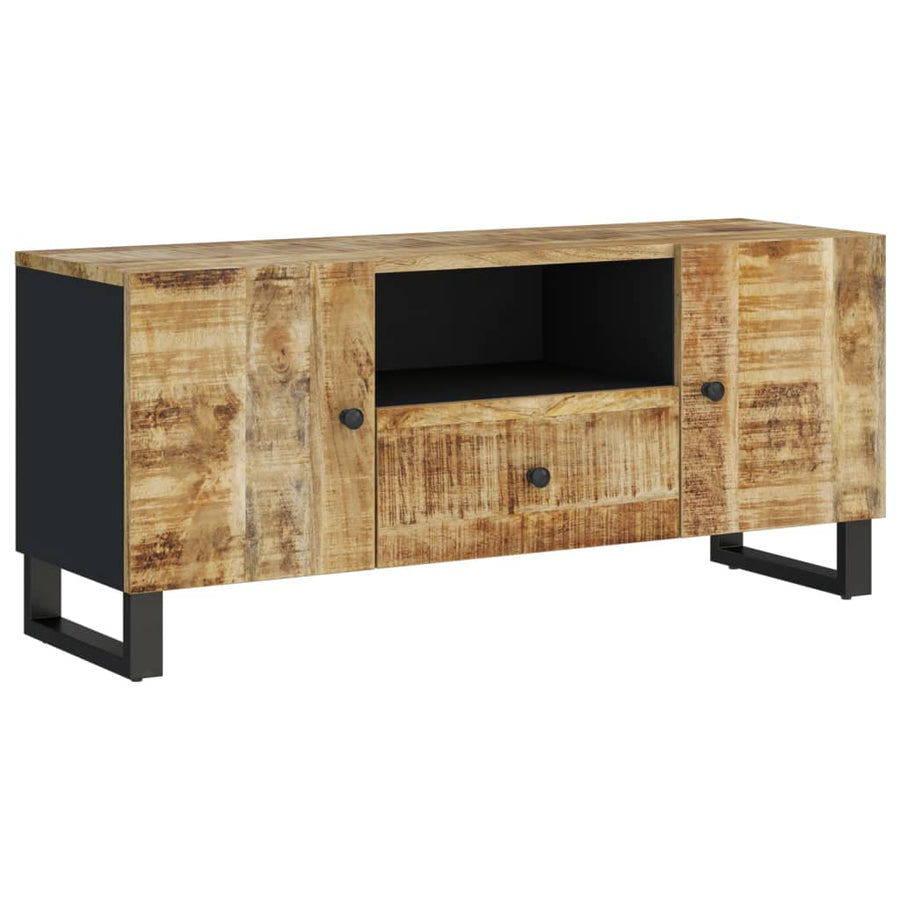 Tv-Meubel 105X33,5X46 Cm Massief Mangohout En Bewerkt Hout Lichtbruin