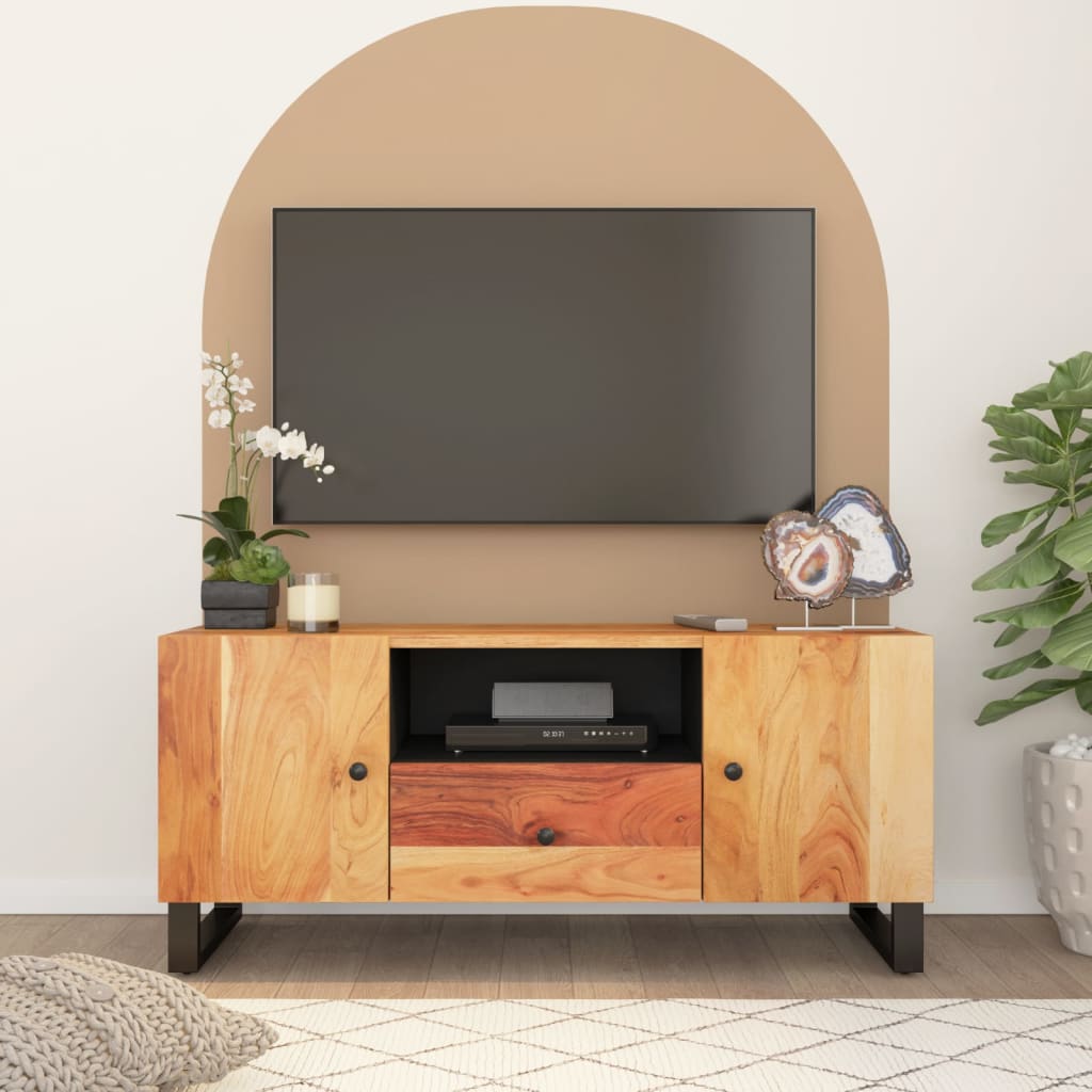 Tv-Meubel 05X33,5X46 Cm Massief Acaciahout En Bewerkt Hout Bruin