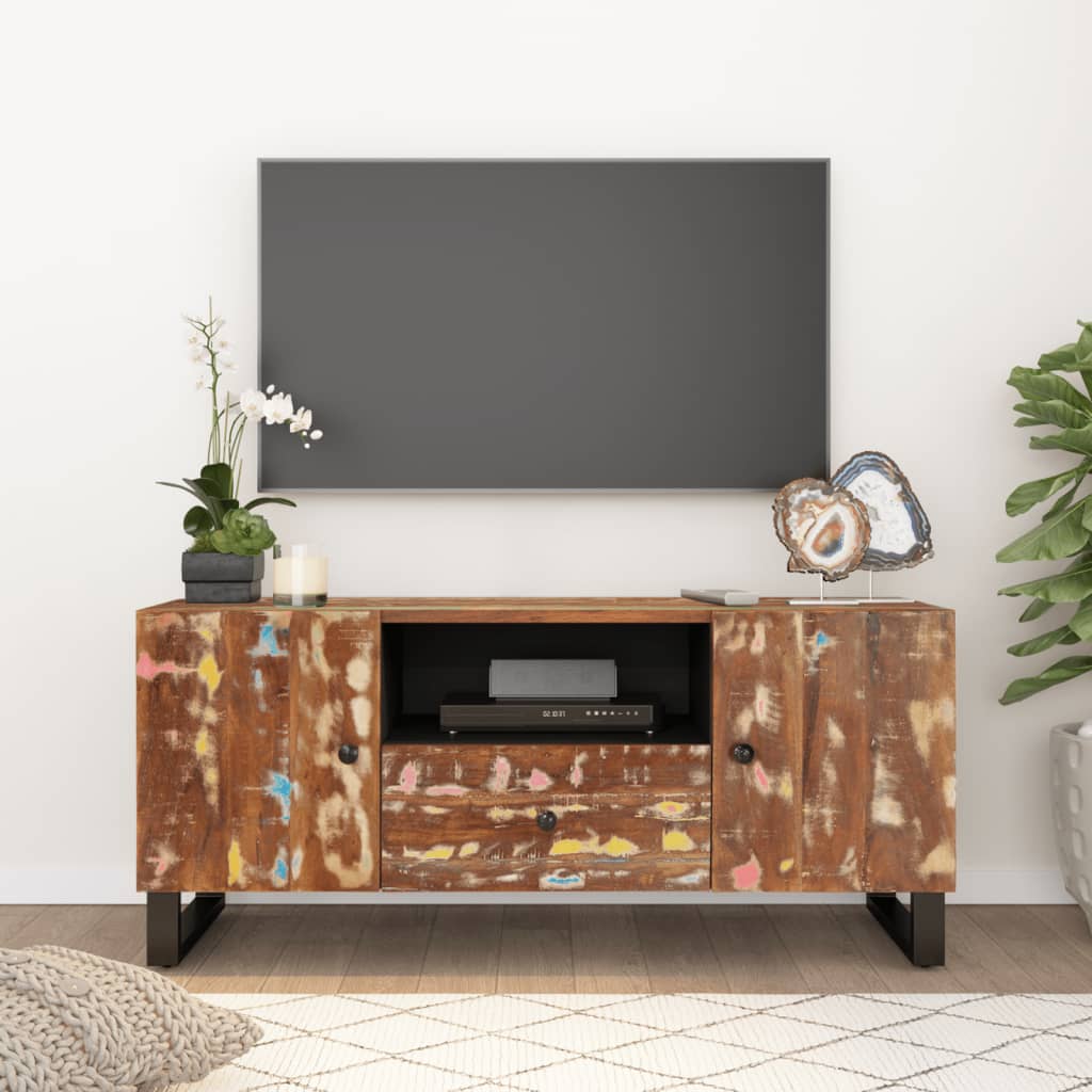 Tv-meubel 105x33,5x46 cm massief hout gerecycled bewerkt hout