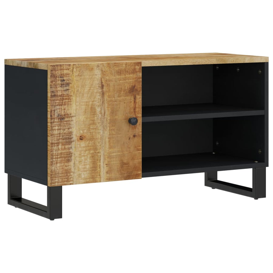 Tv-Meubel 80X33X46 Cm Massief Mangohout En Bewerkt Hout Lichtbruin