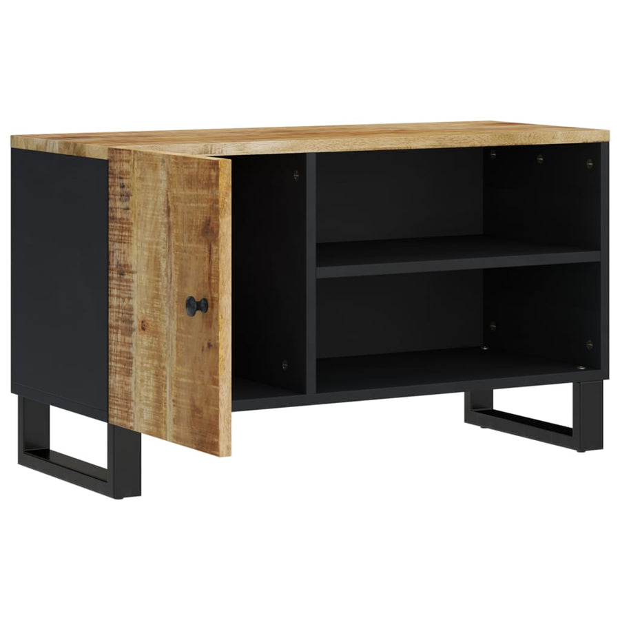 Tv-Meubel 80X33X46 Cm Massief Mangohout En Bewerkt Hout Lichtbruin