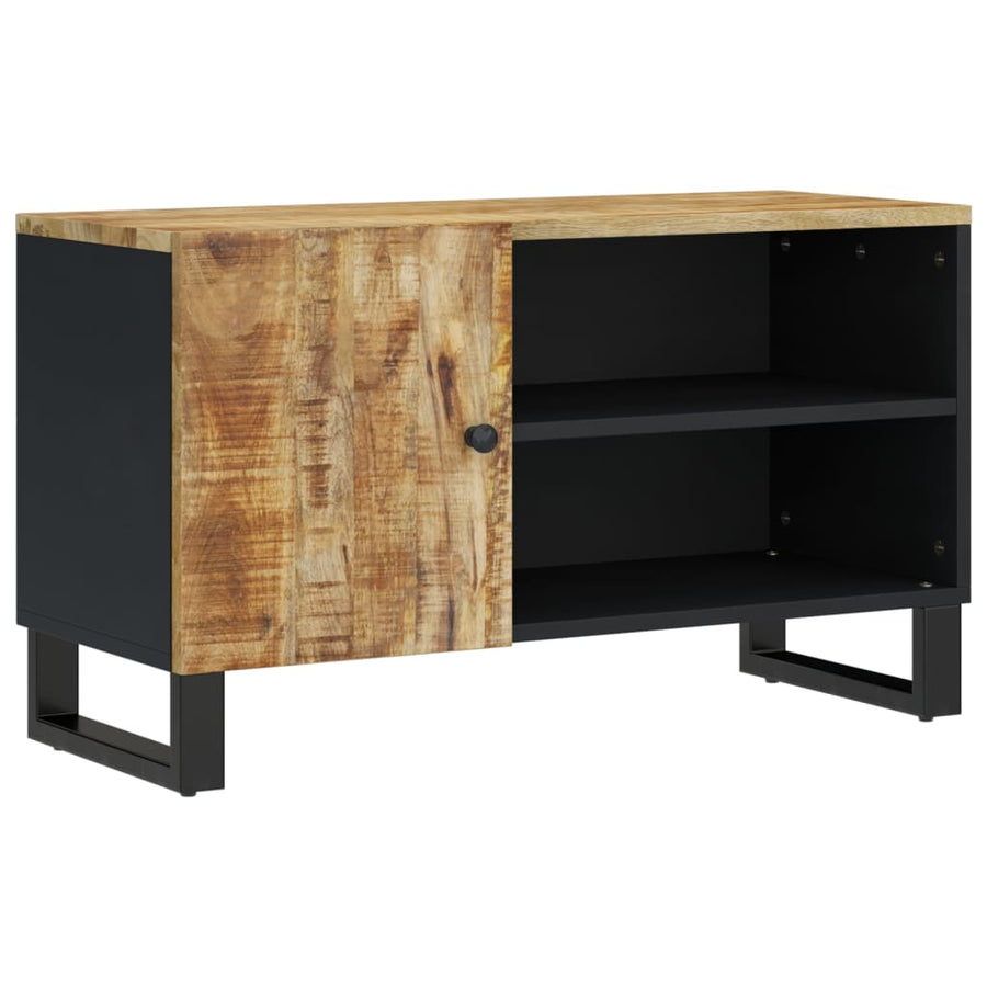 Tv-Meubel 80X33X46 Cm Massief Mangohout En Bewerkt Hout Lichtbruin