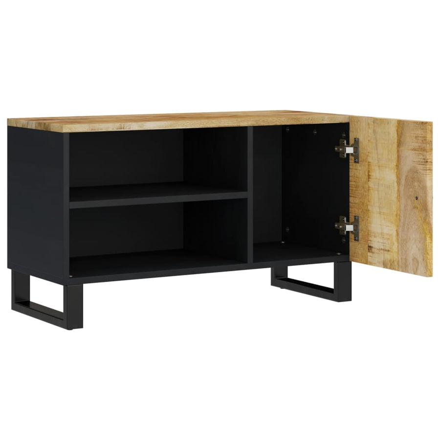 Tv-Meubel 80X33X46 Cm Massief Mangohout En Bewerkt Hout Lichtbruin