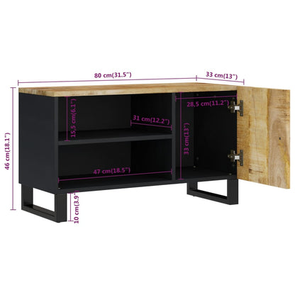 Tv-Meubel 80X33X46 Cm Massief Mangohout En Bewerkt Hout Lichtbruin