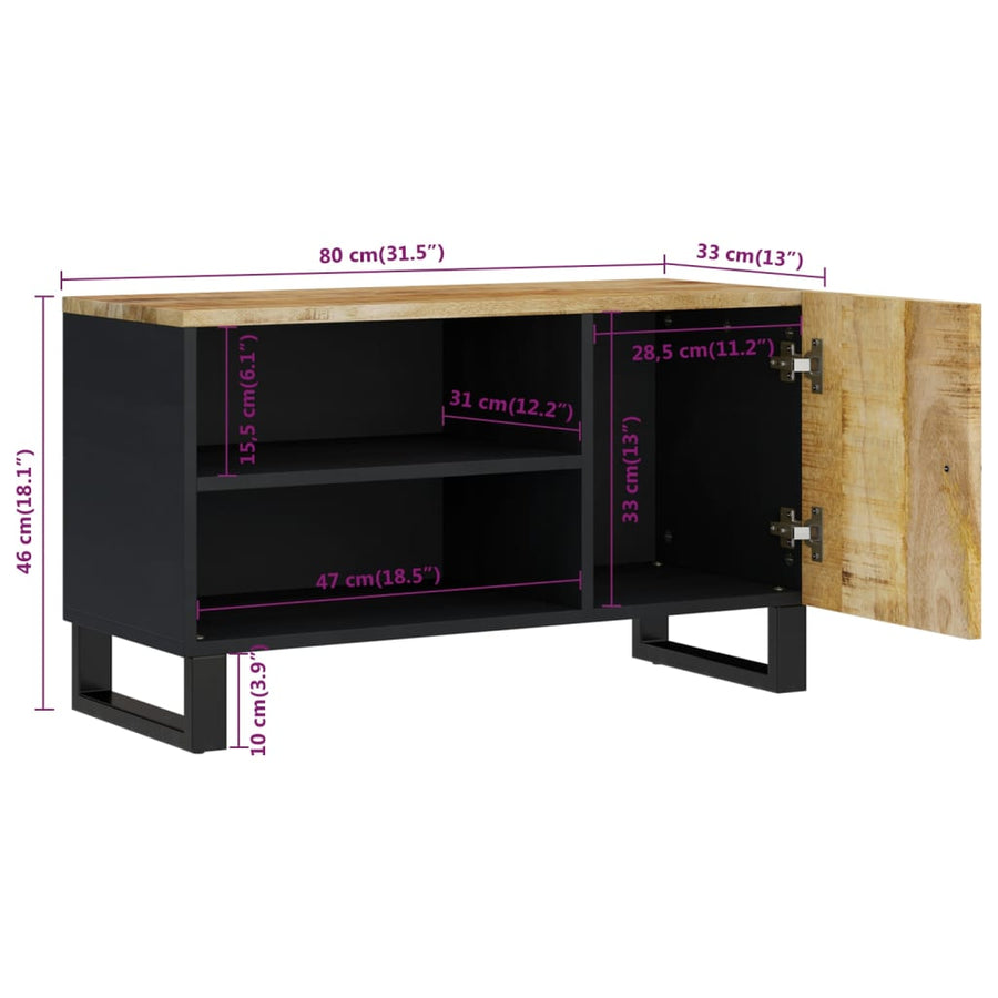 Tv-Meubel 80X33X46 Cm Massief Mangohout En Bewerkt Hout Lichtbruin