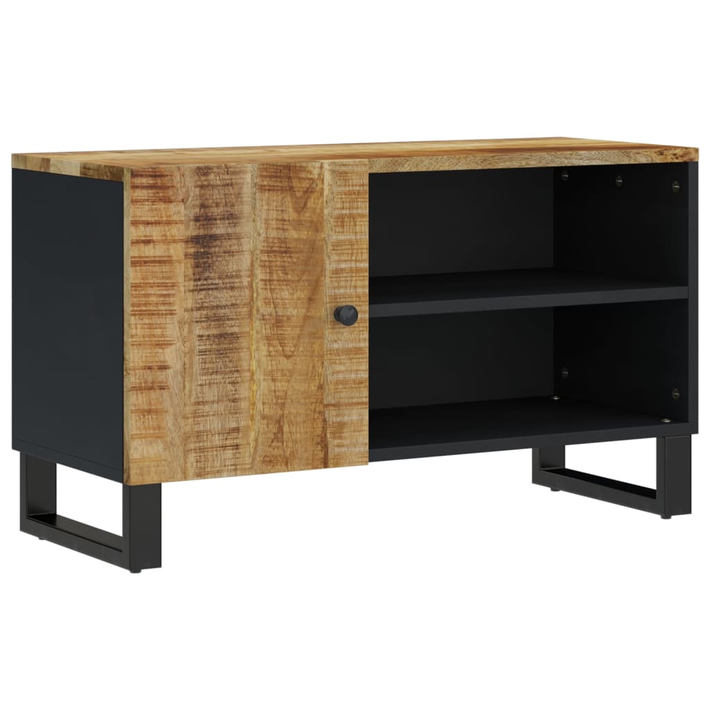 Tv-Meubel 80X33X46 Cm Massief Mangohout En Bewerkt Hout Lichtbruin