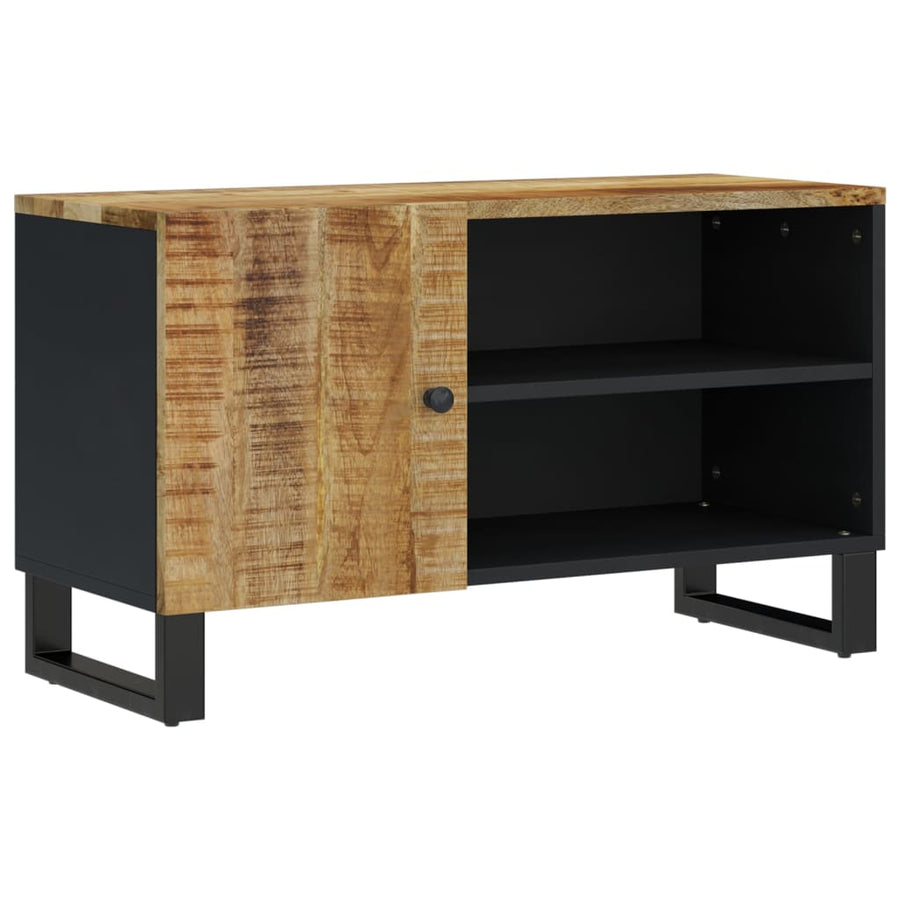 Tv-Meubel 80X33X46 Cm Massief Mangohout En Bewerkt Hout Lichtbruin
