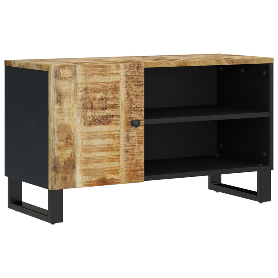 Tv-Meubel 80X33X46 Cm Massief Mangohout En Bewerkt Hout Lichtbruin