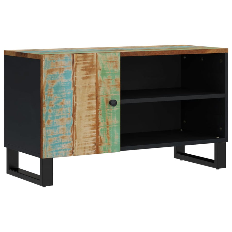 Tv-Meubel 80X33X46 Cm Massief Hout Gerecycled En Bewerkt Hout Multikleur