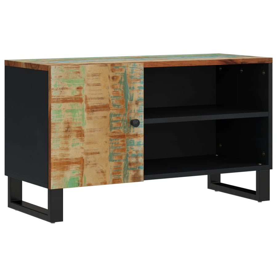 Tv-Meubel 80X33X46 Cm Massief Hout Gerecycled En Bewerkt Hout Multikleur