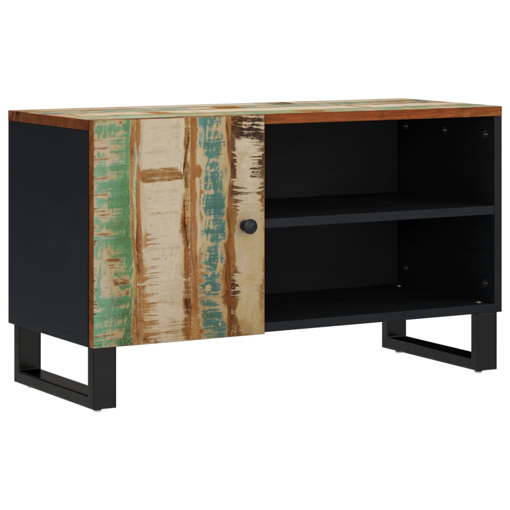 Tv-Meubel 80X33X46 Cm Massief Hout Gerecycled En Bewerkt Hout Multikleur