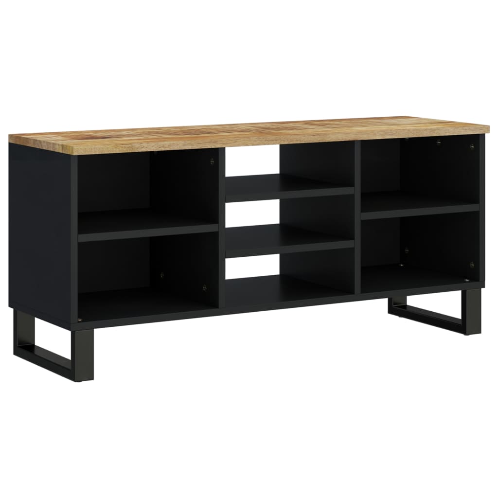 Tv-Meubel 00X33X46 Cm Massief Mangohout En Bewerkt Hout Lichtbruin