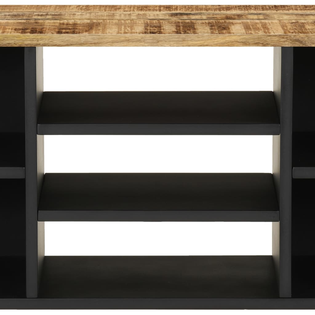 Tv-Meubel 00X33X46 Cm Massief Mangohout En Bewerkt Hout Lichtbruin