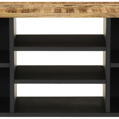 Tv-Meubel 00X33X46 Cm Massief Mangohout En Bewerkt Hout Lichtbruin