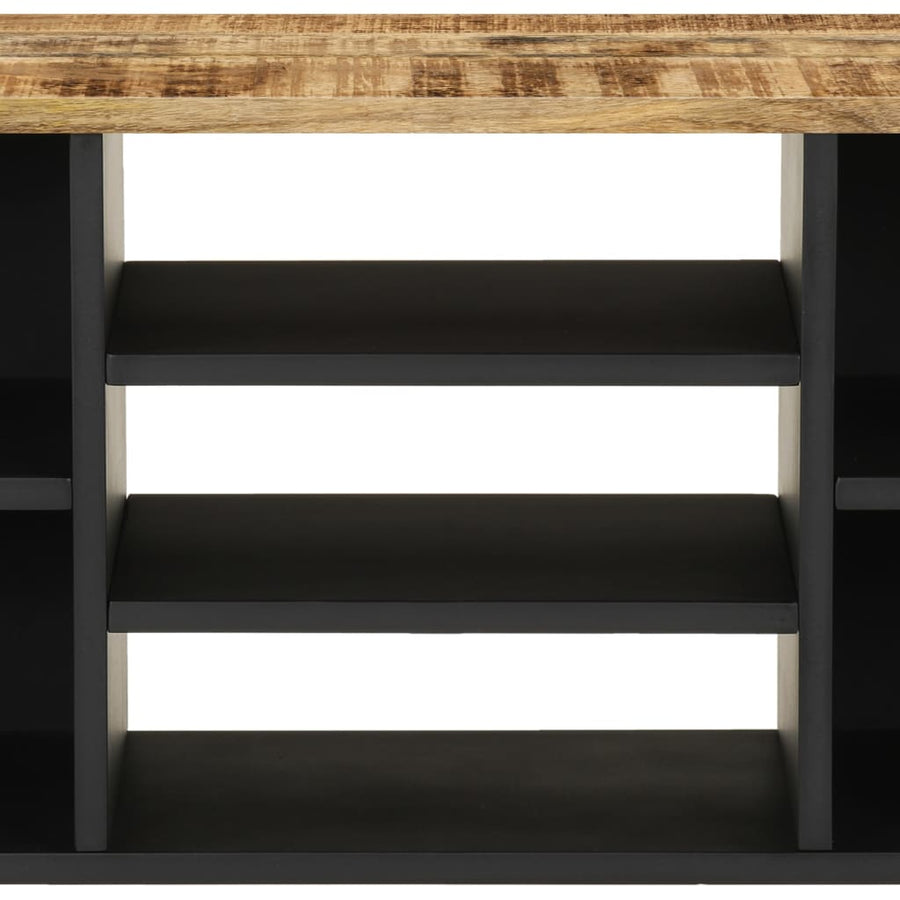 Tv-Meubel 00X33X46 Cm Massief Mangohout En Bewerkt Hout Lichtbruin