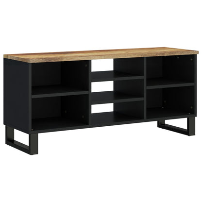 Tv-Meubel 00X33X46 Cm Massief Mangohout En Bewerkt Hout Lichtbruin